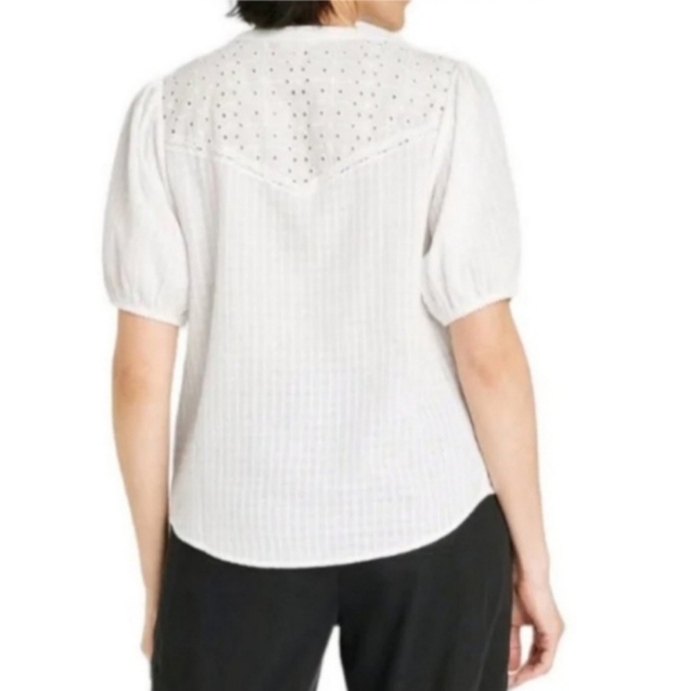 Knox Rose Target White Puff Sleeve Popover Blouse Top Size XL NEW NWT - Picture 3 of 14
